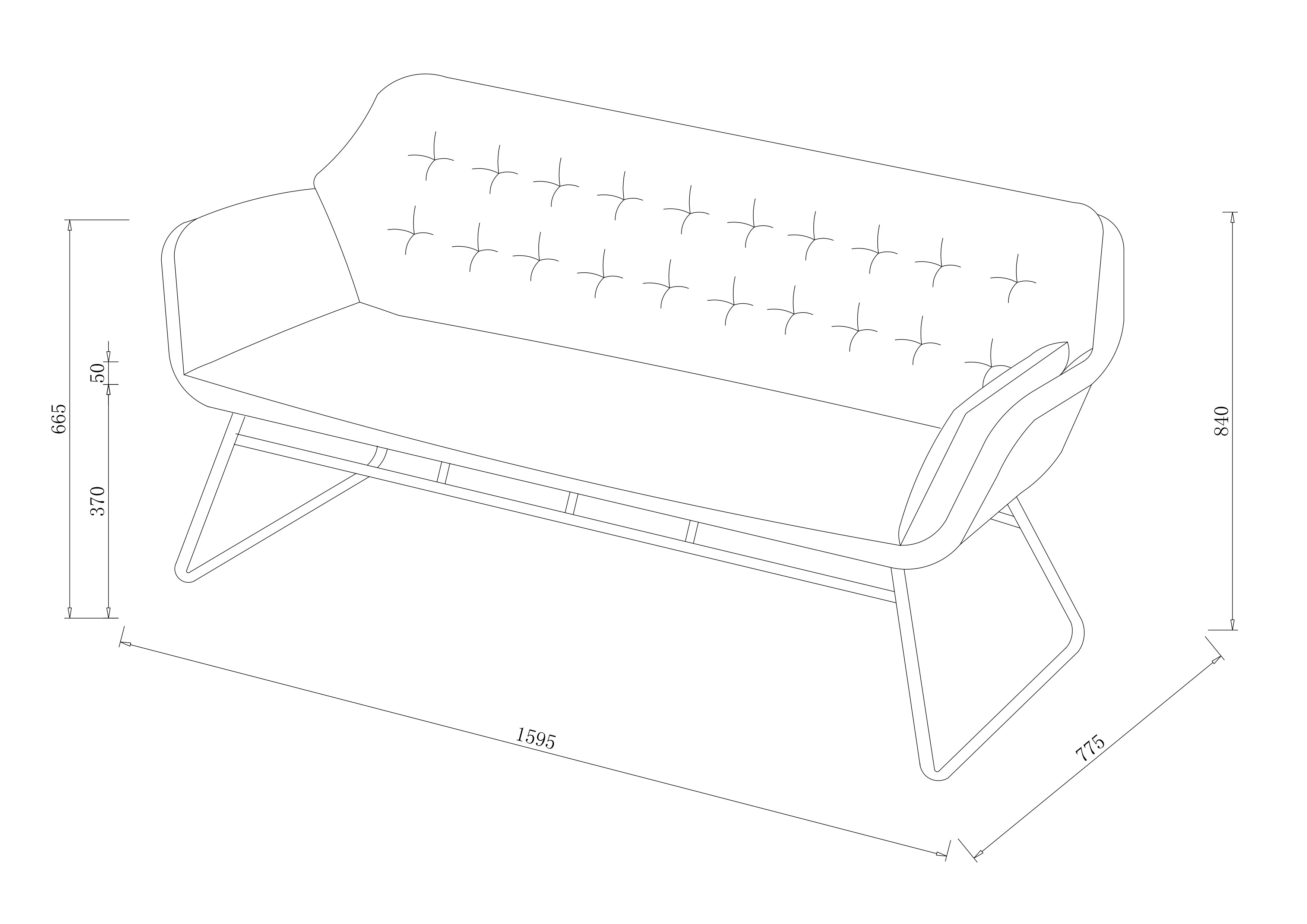 Rayo 2 Seat Lounge Set dimensions